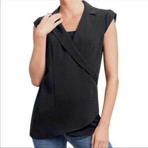 CAbi Origami Top #757 Cap Sleeves Faux Wrap Size S